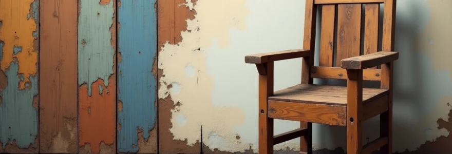 distressed wood chair